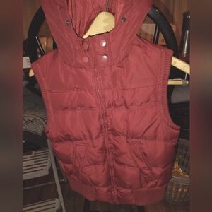 Aeropostale Red Hooded Puffer Vest